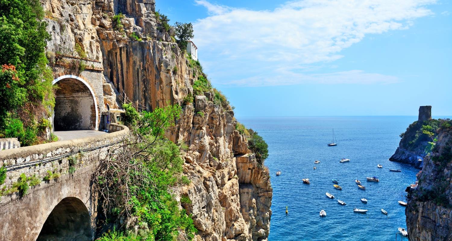 Capri island harbour view from the boat