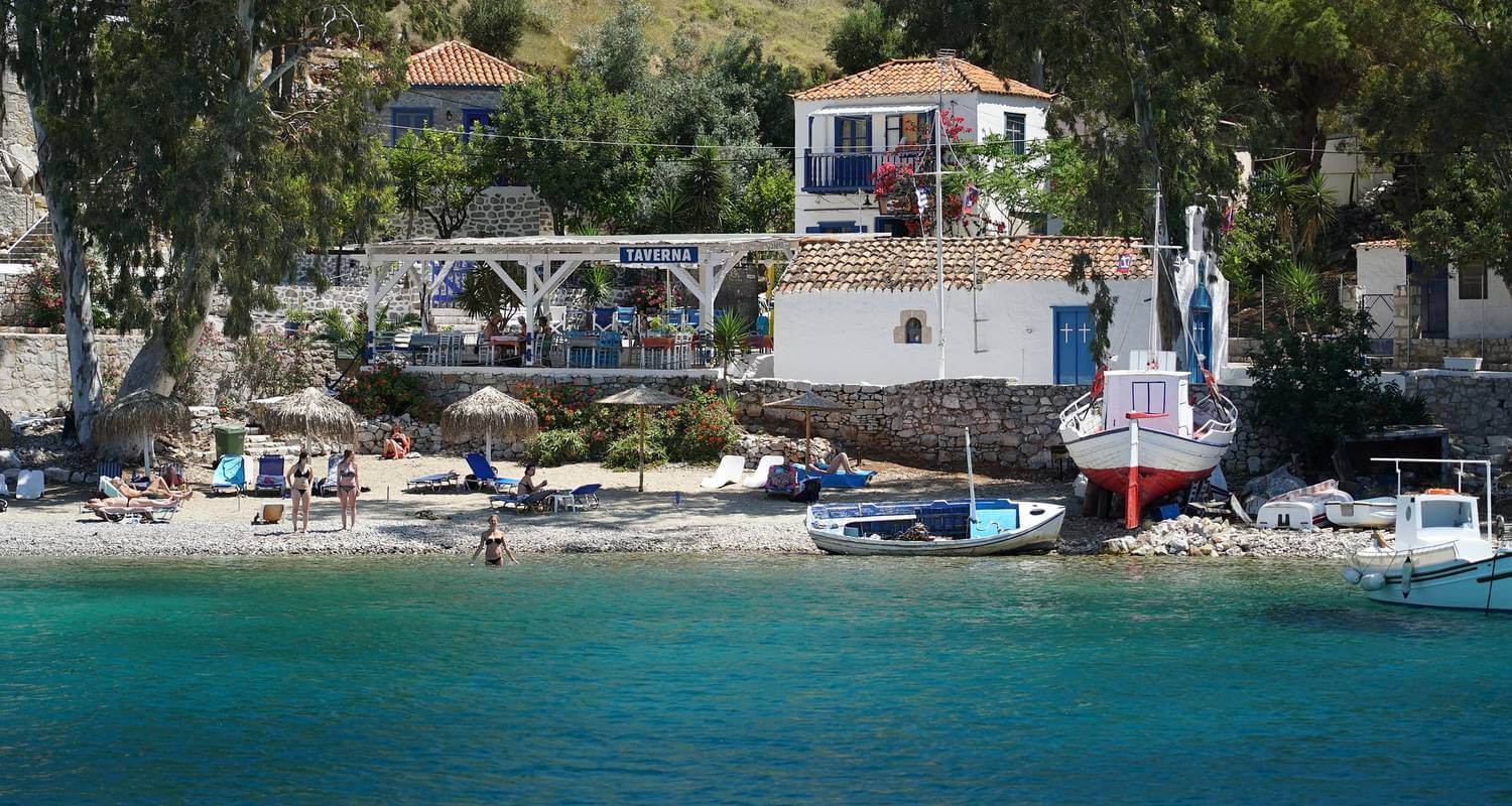 Greek islands cruise Aegina Hydra Poros waterfront Greece