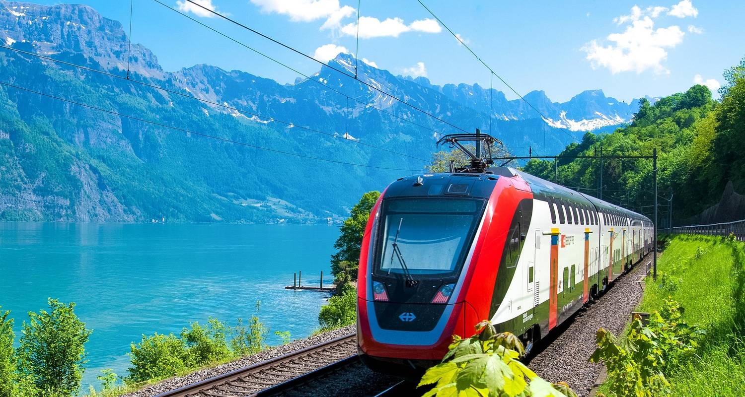 St. Moritz lake and alpine village Switzerland