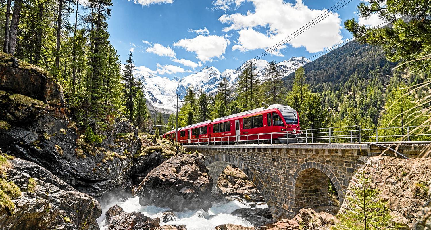 Bernina Red Train Swiss Alps UNESCO World Heritage railway 6-day tour