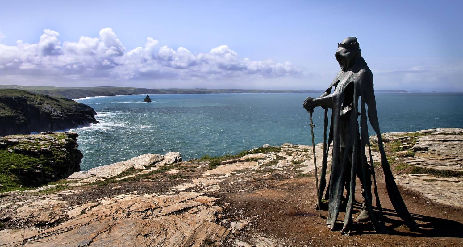 Tintagel Castle clifftop ruins birthplace of King Arthur Cornwall England
