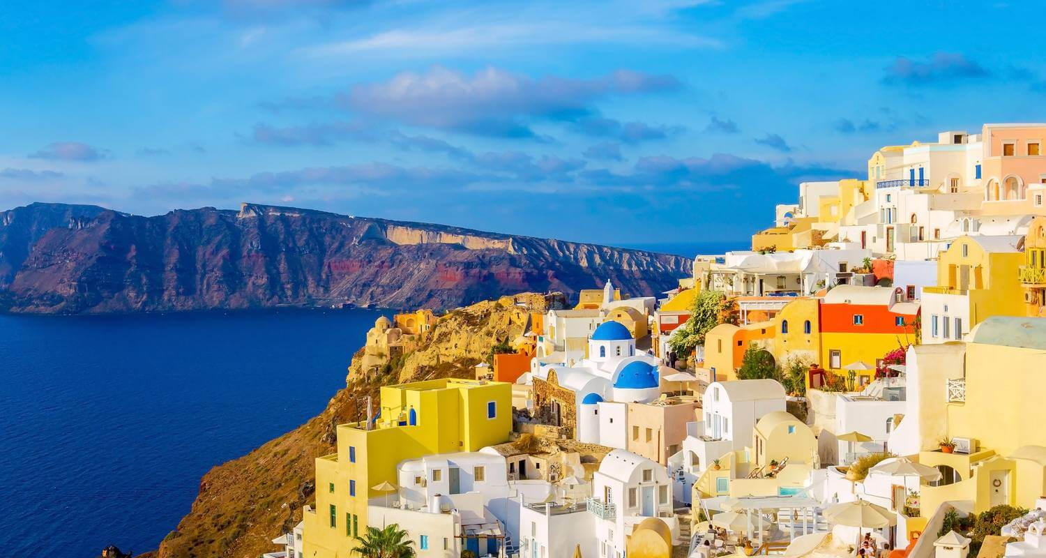 Santorini caldera views black sandy beaches Greece