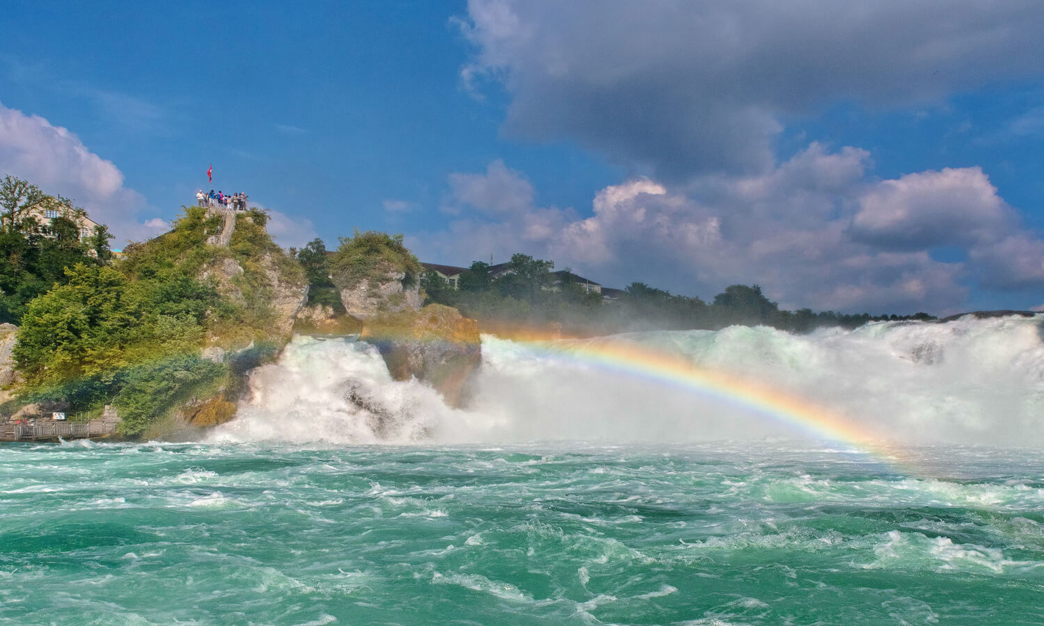 Scenic Swiss countryside views on Rhine Falls tour from Zurich